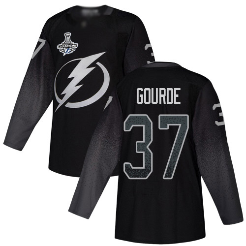 Adidas Tampa Bay Lightning #37 Yanni Gourde Black Alternate Authentic Youth 2020 Stanley Cup Champions Stitched Jersey Youth