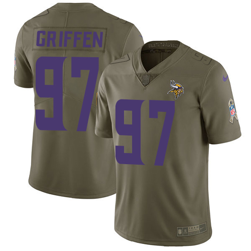Minnesota Vikings #97 Everson Griffen Olive Men's Stitched Limited 2017 Salute to Service Jersey Men's