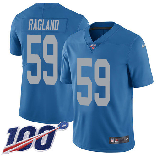 Detroit Lions #59 Reggie Ragland Blue Throwback Men's Stitched 100th Season Vapor Untouchable Limited Jersey Men's