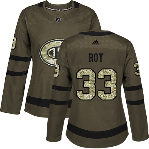 Adidas Montreal Canadiens #33 Patrick Roy Green Salute to Service Women's Stitched Jersey Womens