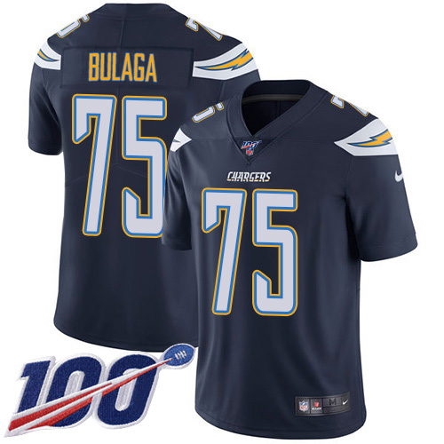 Los Angeles Chargers #75 Bryan Bulaga Navy Blue Team Color Men's Stitched 100th Season Vapor Untouchable Limited Jersey Men's