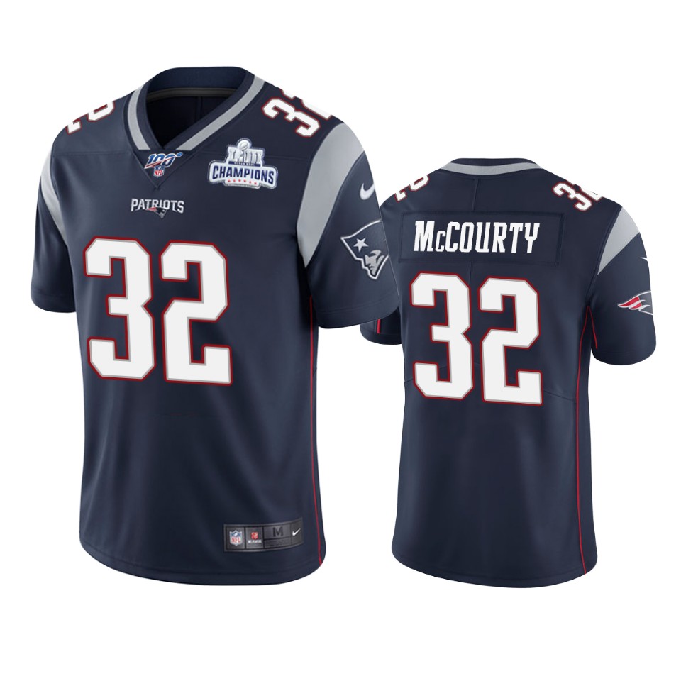 New England Patriots #32 Devin Mccourty Navy Super Bowl LIII Champions Vapor Limited Jersey