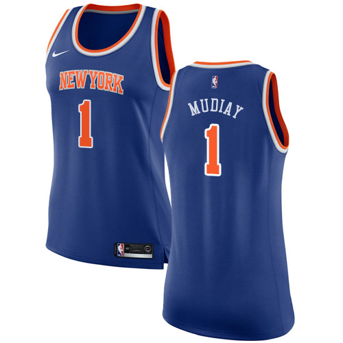 New York Knicks #1 Emmanuel Mudiay Blue Womens Swingman Icon Edition Jersey Womens
