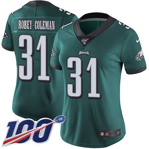 Philadelphia Eagles #31 Nickell Robey-Coleman Green Team Color Women's Stitched 100th Season Vapor Untouchable Limited Jersey Womens