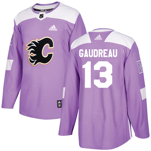 Adidas Calgary Flames #13 Johnny Gaudreau Purple Authentic Fights Cancer Stitched Youth Jersey Youth