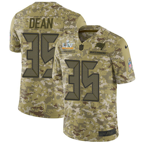 Tampa Bay Buccaneers #35 Jamel Dean Camo Youth Super Bowl LV Bound Stitched Limited 2018 Salute To Service Jersey Youth