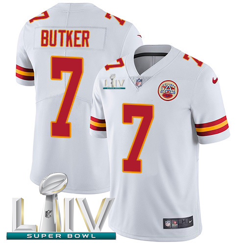 Chiefs #7 Harrison Butker White Super Bowl LIV 2020 Youth Stitched Vapor Untouchable Limited Jersey