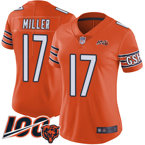 Chicago Bears #17 Anthony Miller Orange Women's Stitched Limited Rush 100th Season Jersey Womens