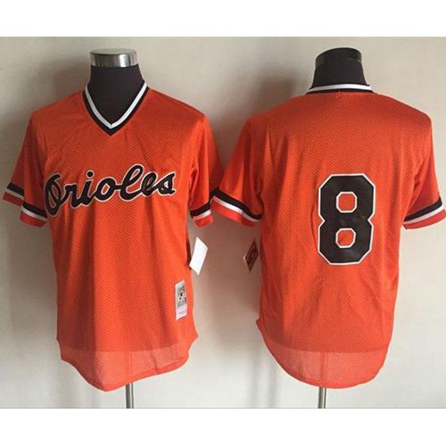 Mitchell And Ness 1988 Baltimore Orioles #8 Cal Ripken Orange Throwback Stitched Jersey Men's