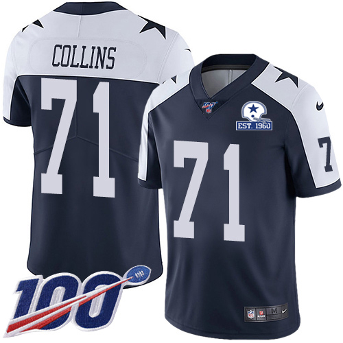 Dallas Cowboys #71 La'el Collins Navy Blue Thanksgiving Men's Stitched With Established In 1960 Patch 100th Season Vapor Untouchable Limited Throw