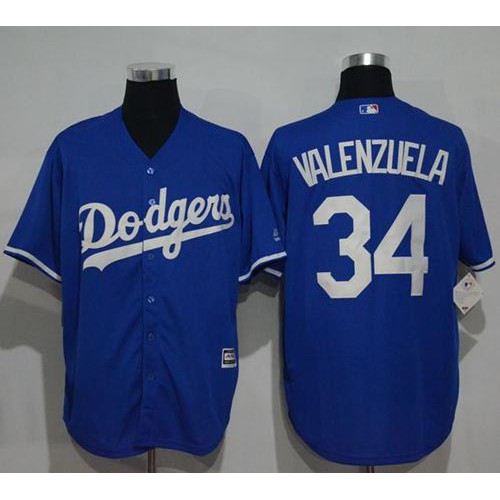 Los Angeles Dodgers #34 Fernando Valenzuela Blue New Cool Base Stitched Jersey Men's