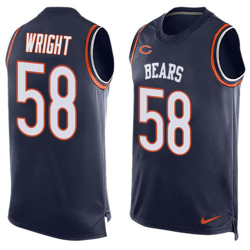 Bears #58 Darnell Wright Navy Blue Team Color Men's Stitched Limited Tank Top Jersey