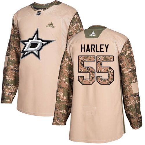 Adidas Dallas Stars #55 Thomas Harley Camo Authentic 2017 Veterans Day Stitched Jersey Men's