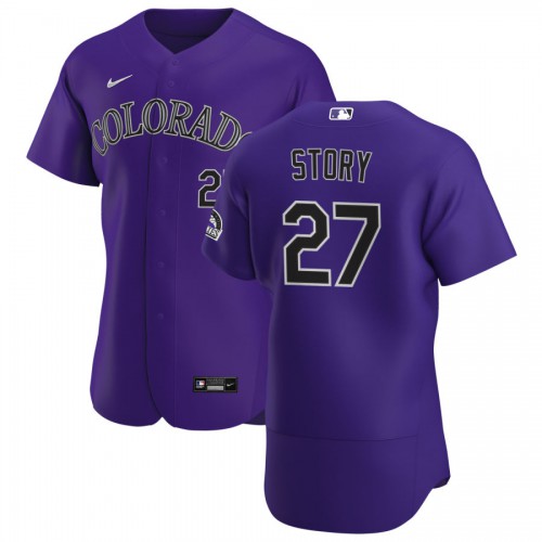Colorado Colorado Rockies #27 Trevor Story Men's Purple Alternate 2020 Authentic Player Jersey Men's
