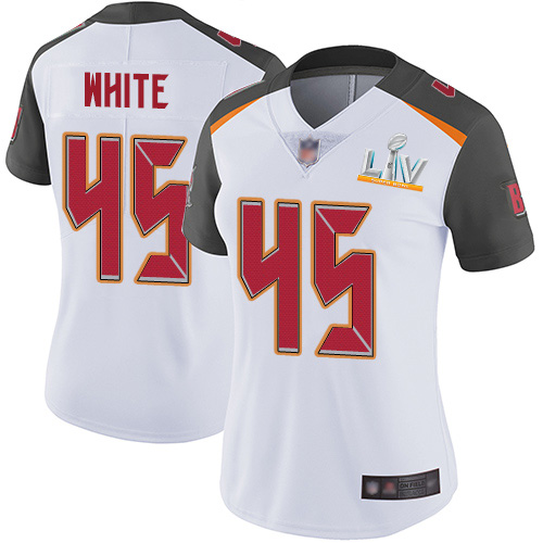 Buccaneers #45 Devin White White Women's Super Bowl LV Bound Stitched Vapor Untouchable Limited Jersey