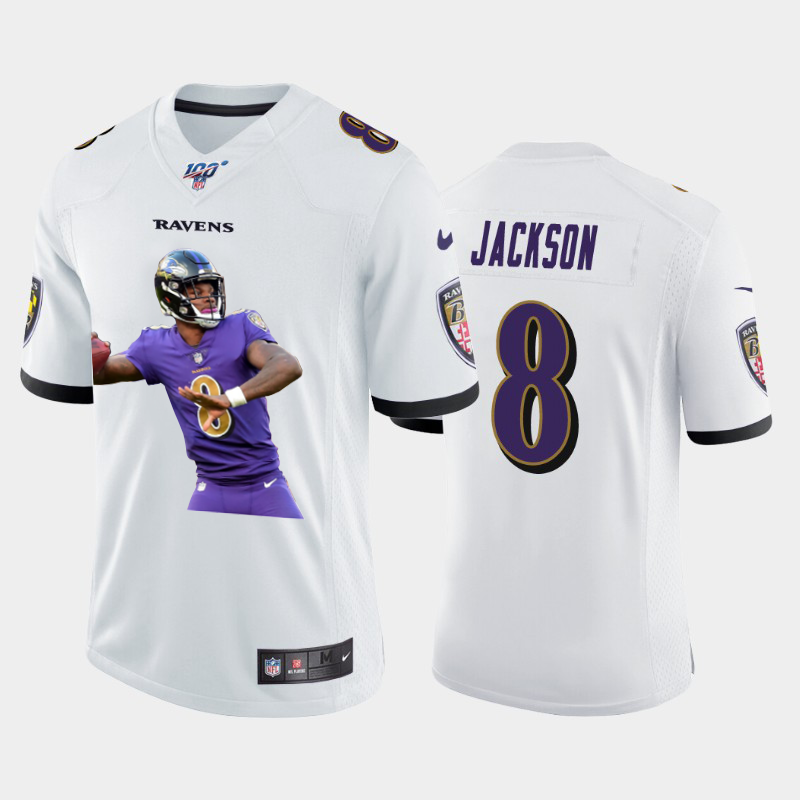 Baltimore Ravens #8 Lamar Jackson Team Hero 2 Vapor Limited 100 Jersey White