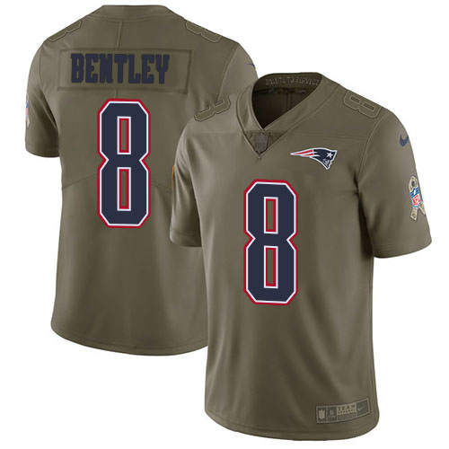 Patriots #8 Ja'Whaun Bentley Olive Youth Stitched Limited 2017 Salute To Service Jersey