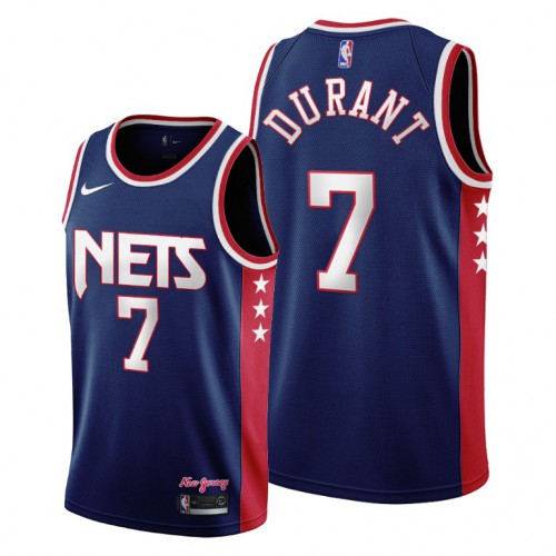 Brooklyn Brooklyn Nets #7 Kevin Durant Mens 2021-22 City Edition Throwback 90s Wordmark Navy Jersey Mens