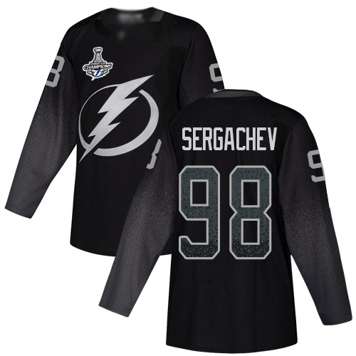 Adidas Tampa Bay Lightning #98 Mikhail Sergachev Black Alternate Authentic 2020 Stanley Cup Champions Stitched Jersey Men's