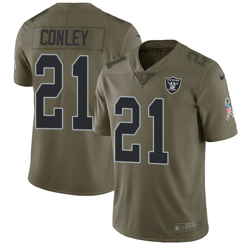 Las Vegas Raiders #21 Gareon Conley Olive Men's Stitched Limited 2017 Salute To Service Jersey Men's