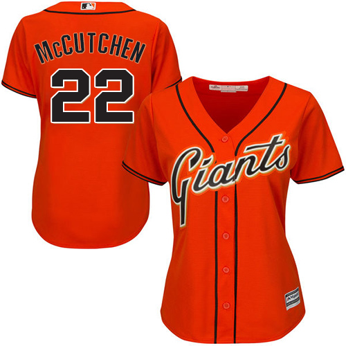 San Francisco Giants #22 Andrew McCutchen Orange Alternate Women's Stitched Jersey Womens