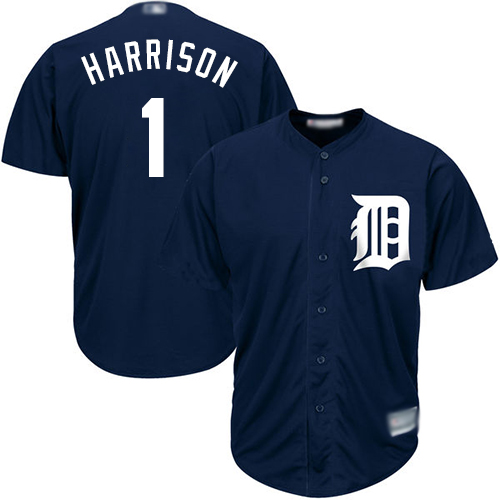 Detroit Tigers #1 Josh Harrison Navy Blue New Cool Base Stitched Jersey Men's