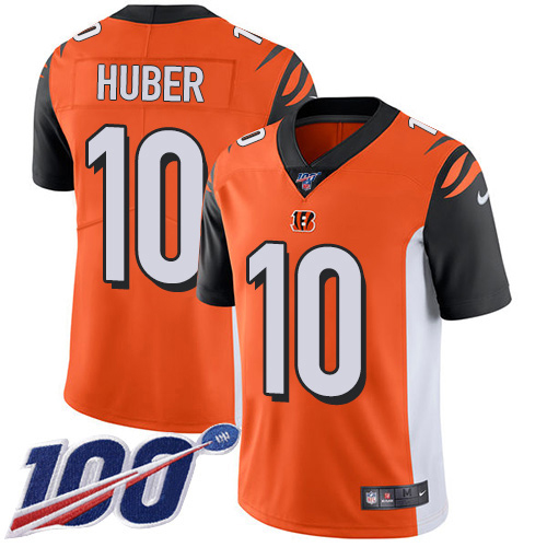 Cincinnati Bengals #10 Kevin Huber Orange Alternate Men's Stitched 100th Season Vapor Limited Jersey Men's
