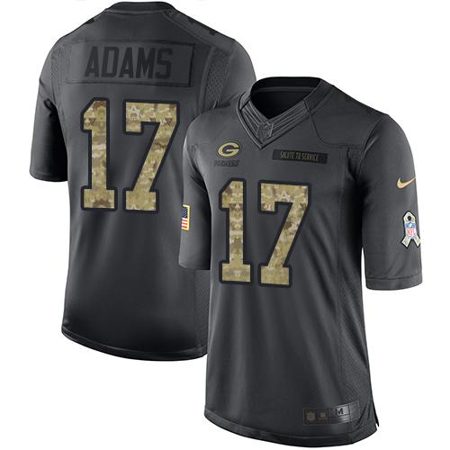 Packers #17 Davante Adams Black Youth Stitched Limited 2016 Salute To Service Jersey