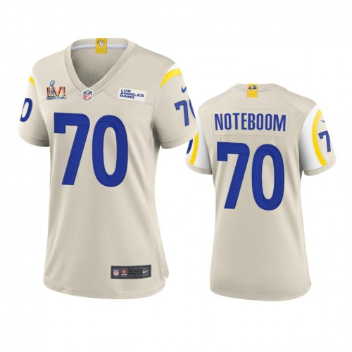 Los Angeles Los Angeles Rams #70 Joseph Noteboom Women's Super Bowl LVI Patch Game Jersey - Bone Womens