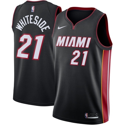 Miami Heat #21 Hassan Whiteside Black Youth Swingman Icon Edition Jersey Youth
