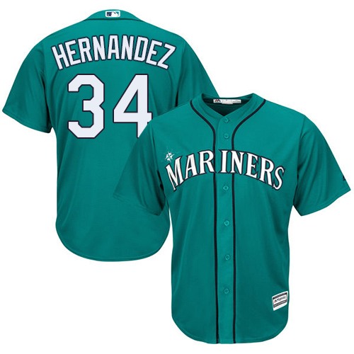 Seattle Mariners #34 Felix Hernandez Green Cool Base Stitched Youth Jersey Youth