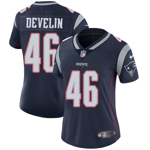 New England Patriots #46 James Develin Navy Blue Team Color Women's Stitched Vapor Untouchable Limited Jersey Womens