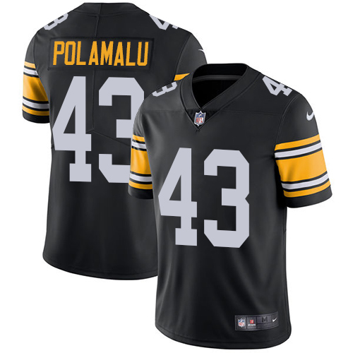 Steelers #43 Troy Polamalu Black Alternate Youth Stitched Vapor Untouchable Limited Jersey
