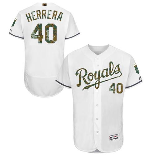 Kansas City Royals #40 Kelvin Herrera White Flexbase Authentic Collection Memorial Day Stitched Jersey Men's