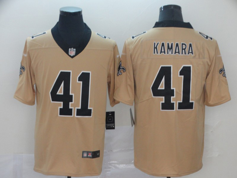 Saints #41 Alvin Kamara Gold Men's Stitched Limited Inverted Legend Jersey