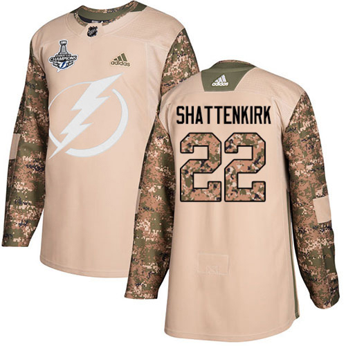 Adidas Tampa Bay Lightning #22 Kevin Shattenkirk Camo Authentic 2017 Veterans Day Youth 2020 Stanley Cup Champions Stitched Jersey Youth