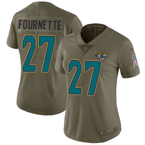 Jaguars #27 Leonard Fournette Olive Women's Stitched Limited 2017 Salute To Service Jersey