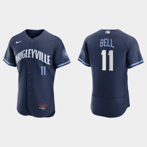 Chicago Chicago Cubs #11 George Bell Men's 2021 City Connect Authentic Navy Jersey Men's