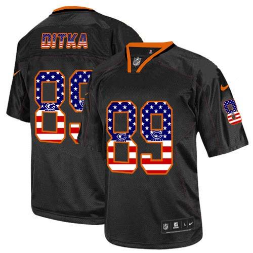 Bears #89 Mike Ditka Black Men's Stitched Elite USA Flag Fashion Jersey