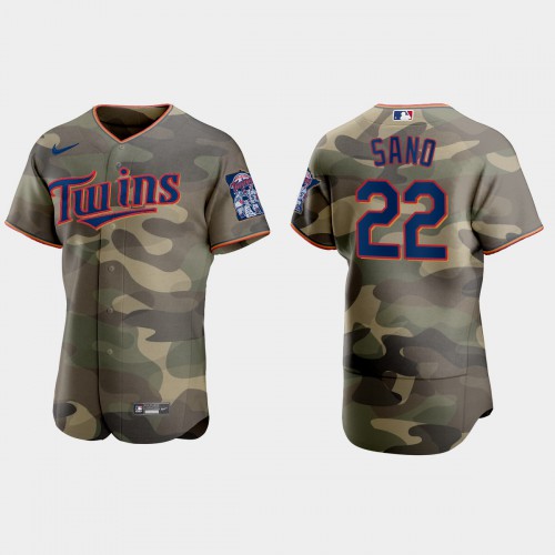 Minnesota Minnesota Twins #22 Miguel Sano Men's 2021 Armed Forces Day Authentic Jersey -Camo Men's