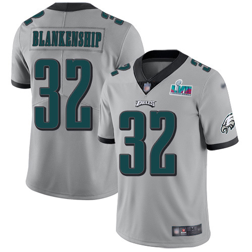 Eagles #32 Reed Blankenship Silver Super Bowl LVII Patch Youth Stitched Limited Inverted Legend Jersey