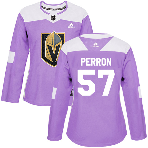 Adidas Golden Vegas Golden Knights #57 David Perron Purple Authentic Fights Cancer Women's Stitched Jersey Womens