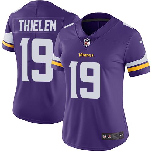 Vikings #19 Adam Thielen Purple Team Color Women's Stitched Vapor Untouchable Limited Jersey