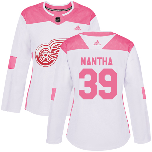Adidas Detroit Red Wings #39 Anthony Mantha White/Pink Authentic Fashion Women's Stitched Jersey Womens