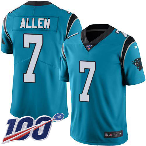 Carolina Panthers #7 Kyle Allen Blue Alternate Men's Stitched 100th Season Vapor Limited Jersey Men's