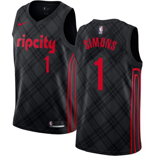 Portland Trail Blazers #1 Anfernee Simons Black Swingman City Edition Jersey Mens