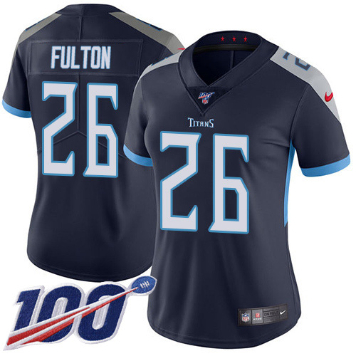 Tennessee Titans #26 Kristian Fulton Navy Blue Team Color Women's Stitched 100th Season Vapor Untouchable Limited Jersey Womens