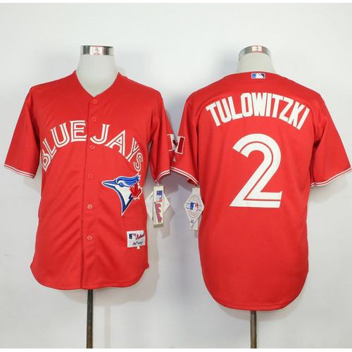 Toronto Blue Jays #2 Troy Tulowitzki Red Canada Day Stitched Jersey Men's