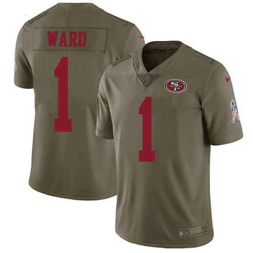 49ers #1 Jimmie Ward Olive Men's Stitched Limited 2017 Salute To Service Jersey