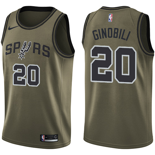 San Antonio Spurs #20 Manu Ginobili Green Salute to Service Youth Swingman Jersey Youth